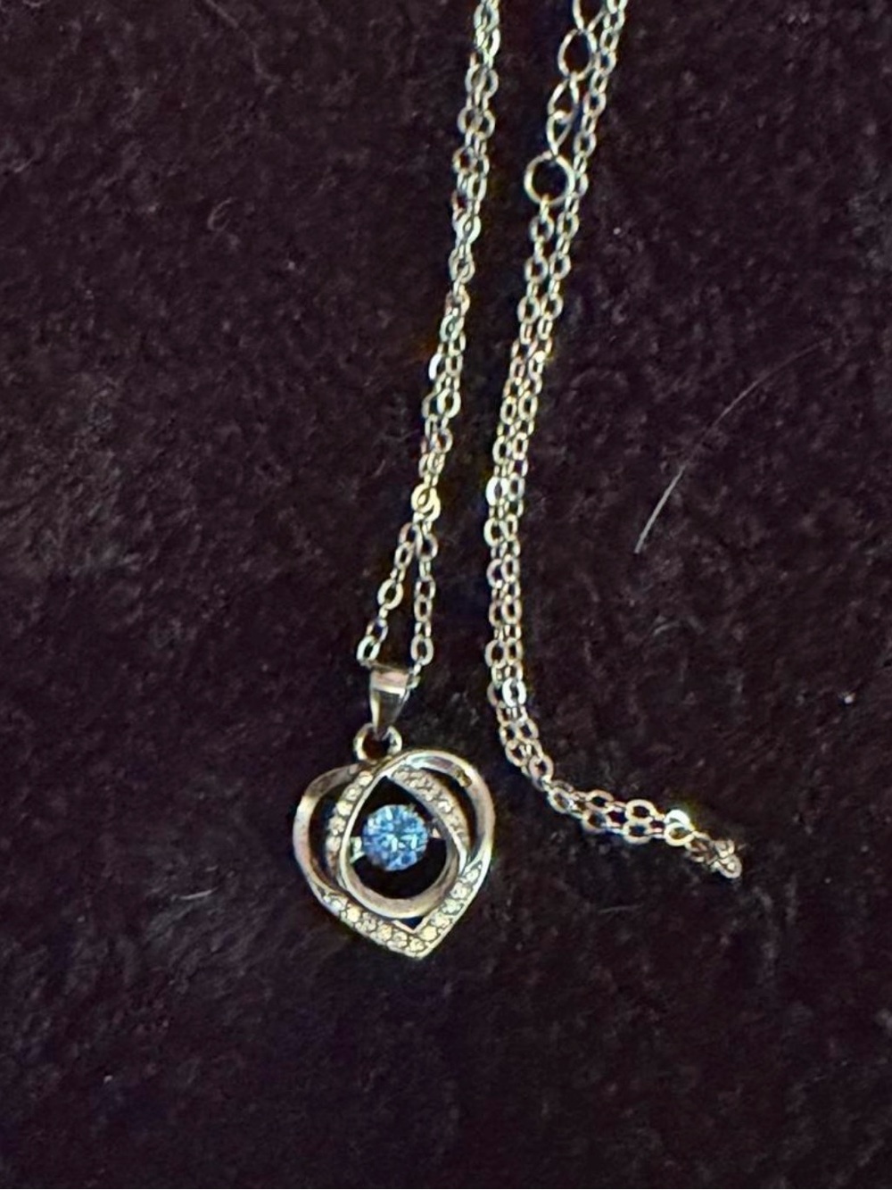 Heart Pendant Necklace with Blue Gemstone - Women Jewelry